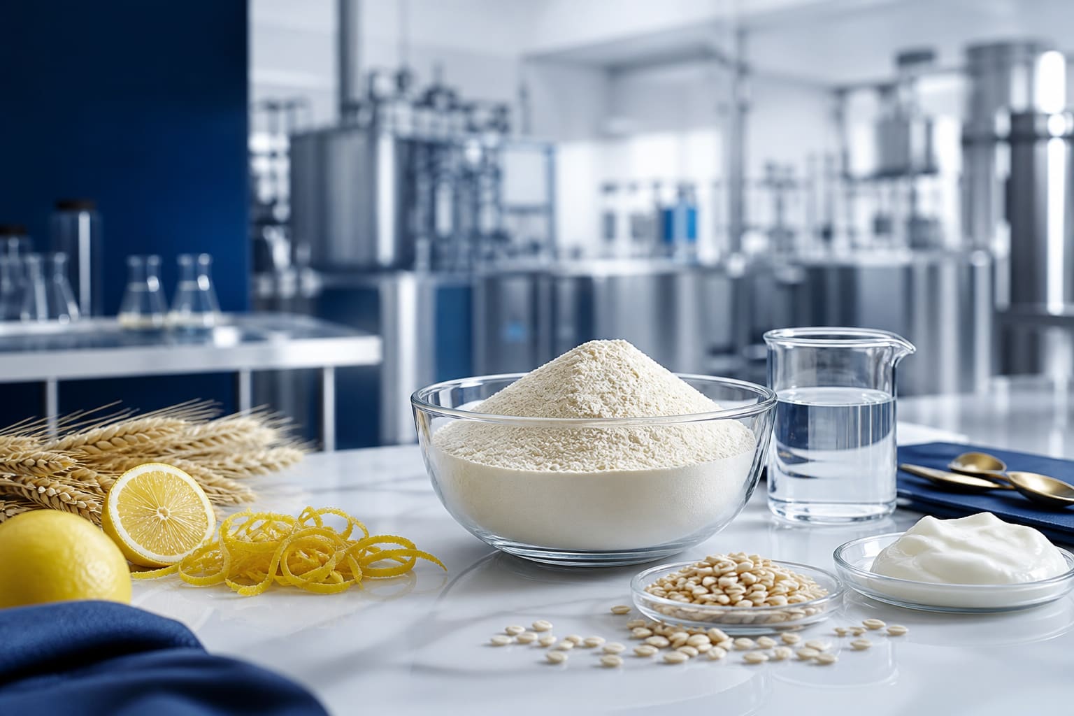 Food-grade ingredients in a modern food processing and quality laboratory