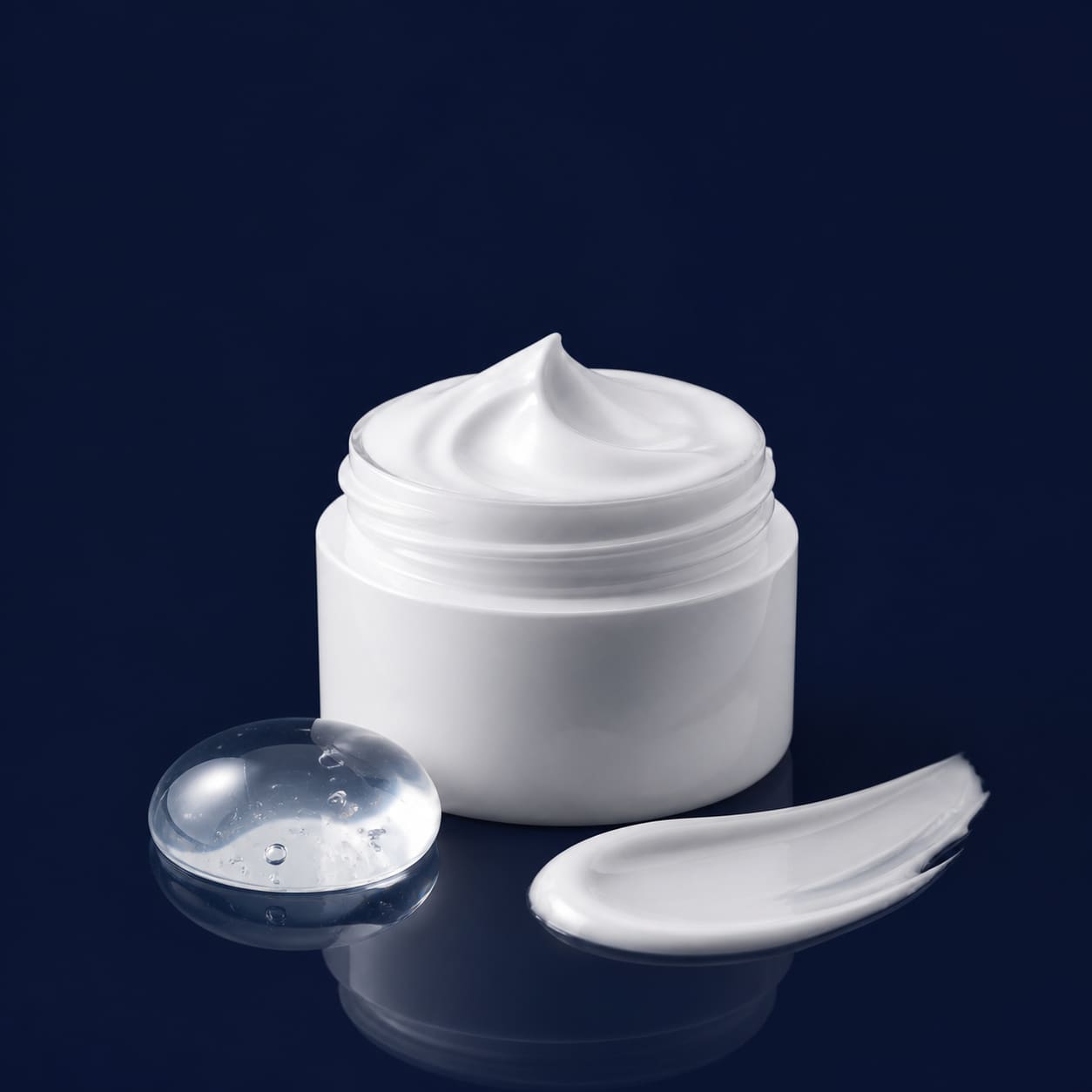 Personal care ingredients with cream, a cosmetic jar and laboratory glassware